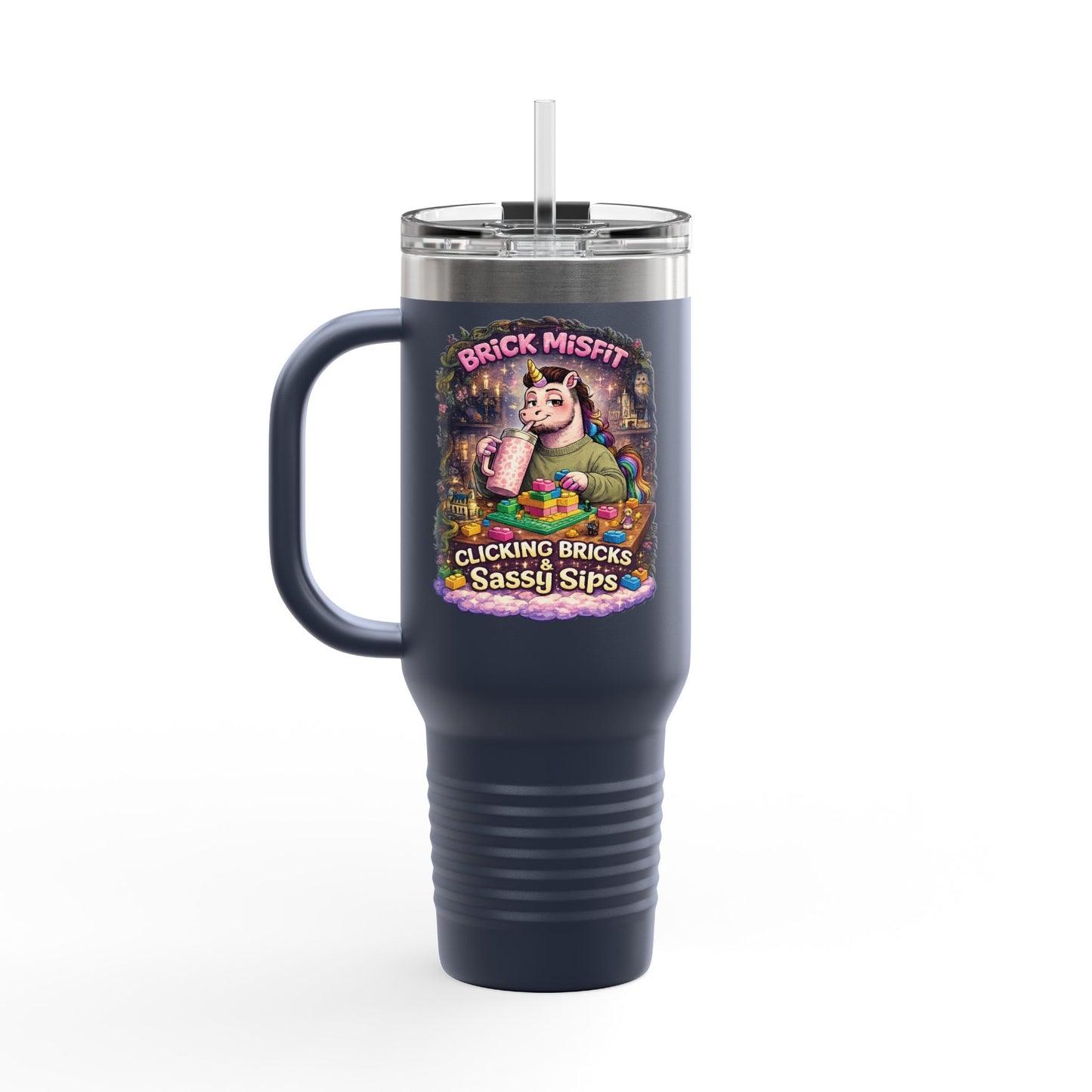 Insulated Travel Mug — "Brick Misfit" Sassy Sips 40oz Tumbler
