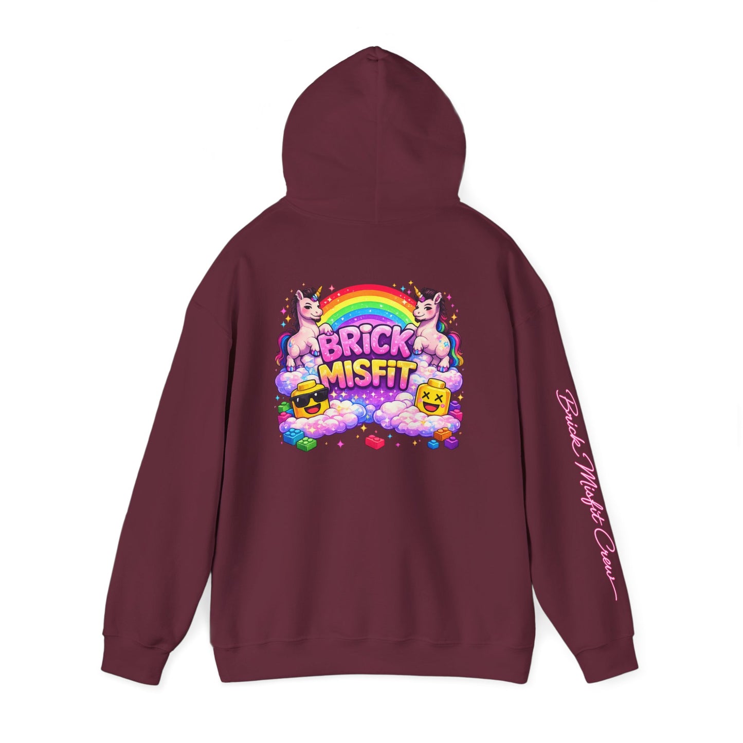 Brick Misfit Hoodie — Colorful Unicorn Rainbow Graphic Hoodie