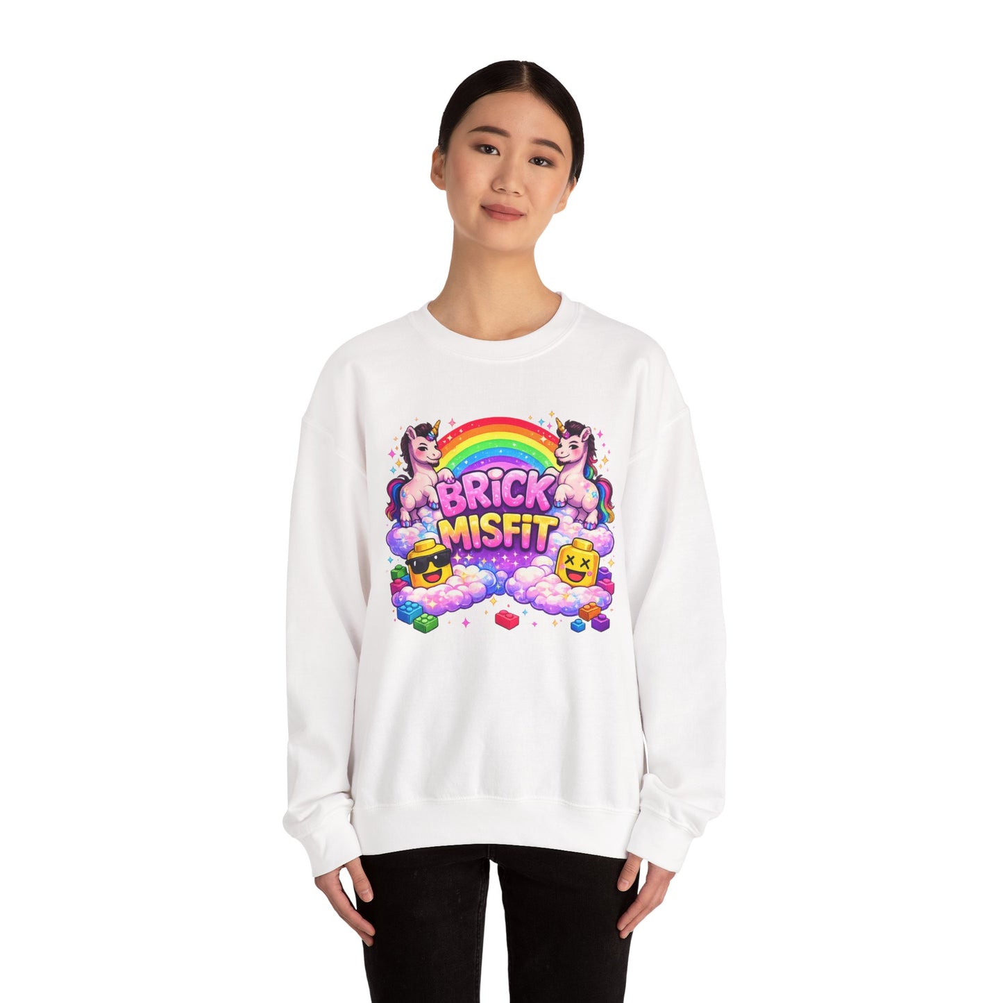 Brick Misfit Rainbow Unicorns Crewneck Sweatshirt -INT