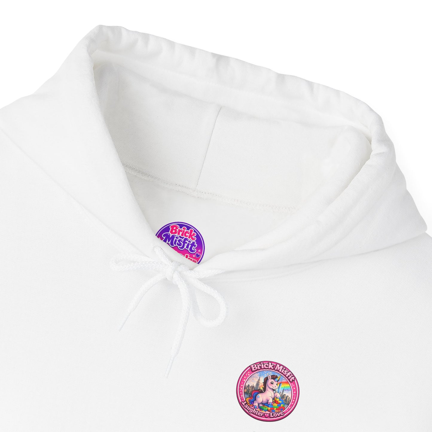 Brick Misfit Hoodie — Colorful Unicorn Rainbow Graphic Hoodie