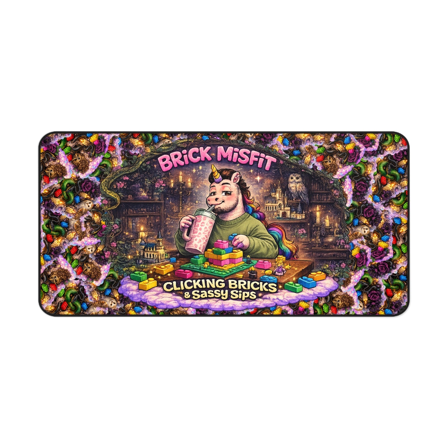 Moody Brick Misfit Sassy Sips Desk Mat