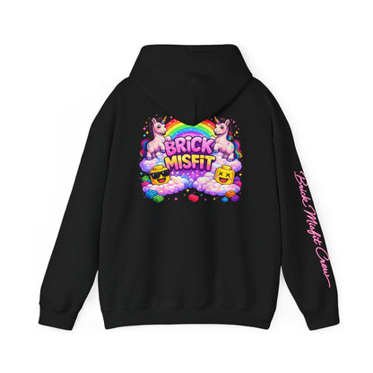 Brick Misfit Hoodie — Colorful Unicorn Rainbow Graphic Hoodie