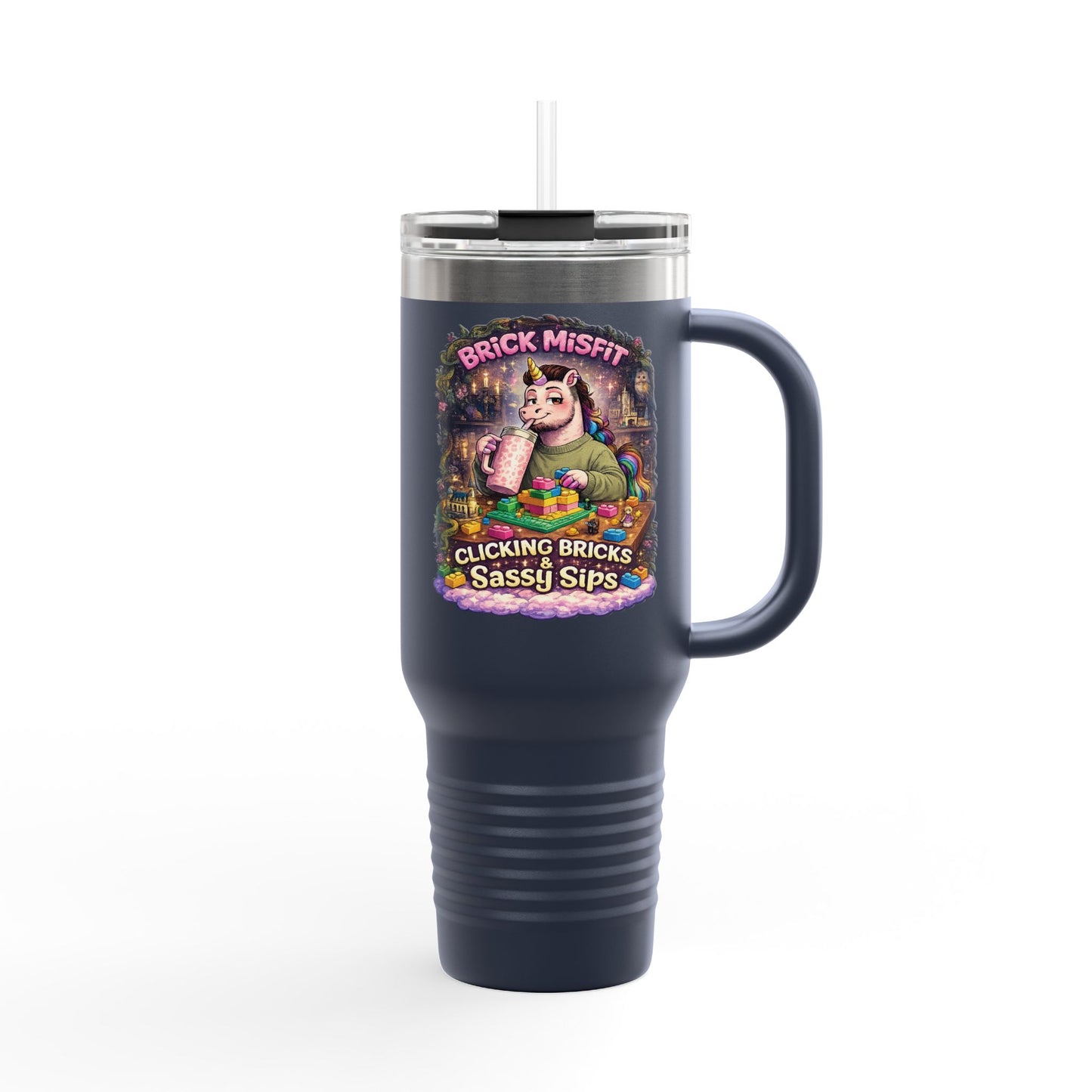 Insulated Travel Mug — "Brick Misfit" Sassy Sips 40oz Tumbler