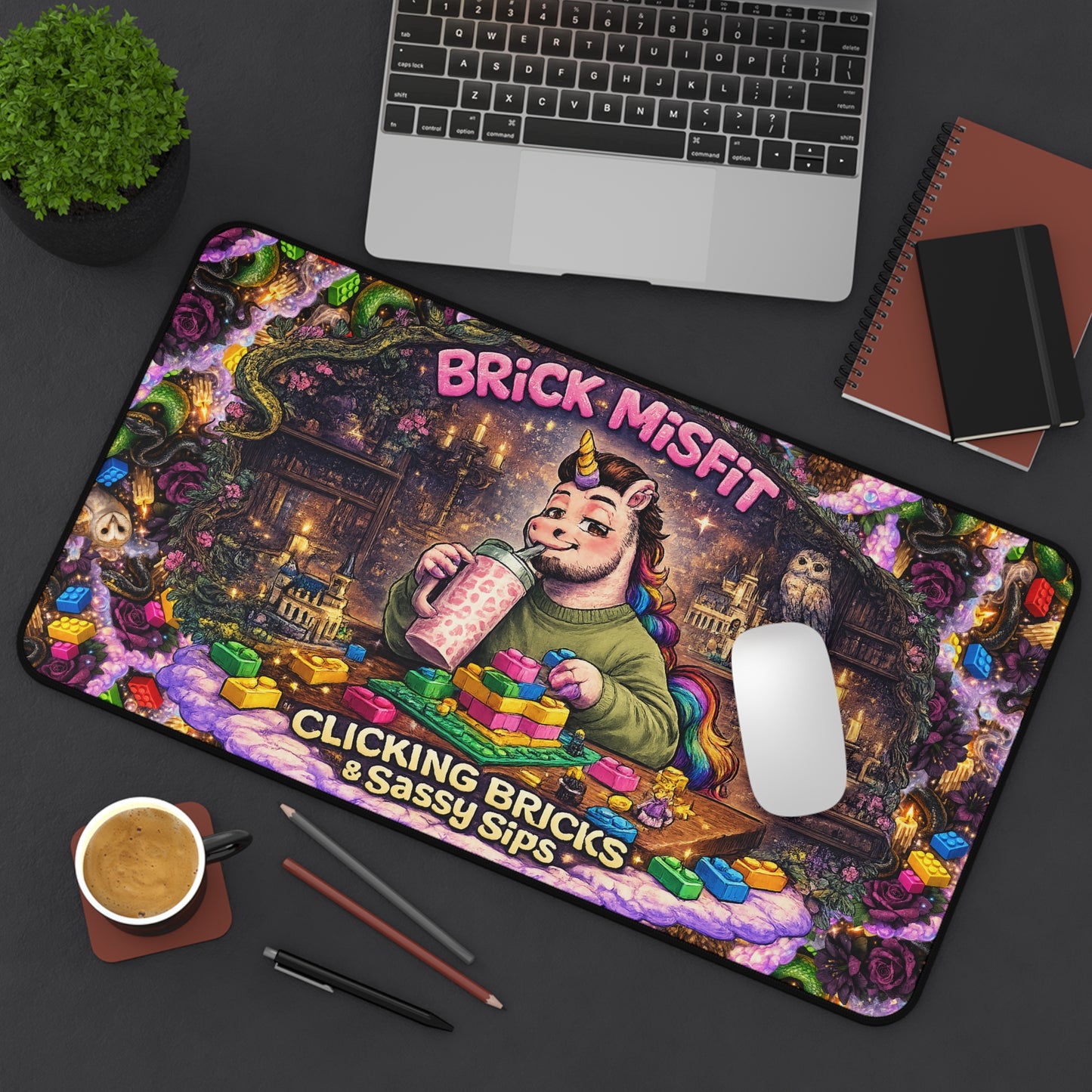 Moody Brick Misfit Sassy Sips Desk Mat