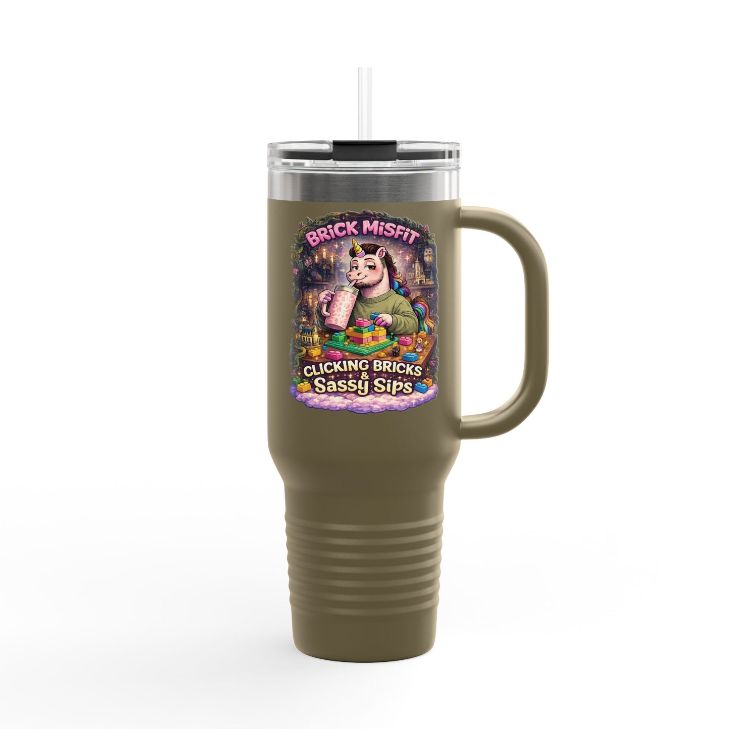 Insulated Travel Mug — "Brick Misfit" Sassy Sips 40oz Tumbler
