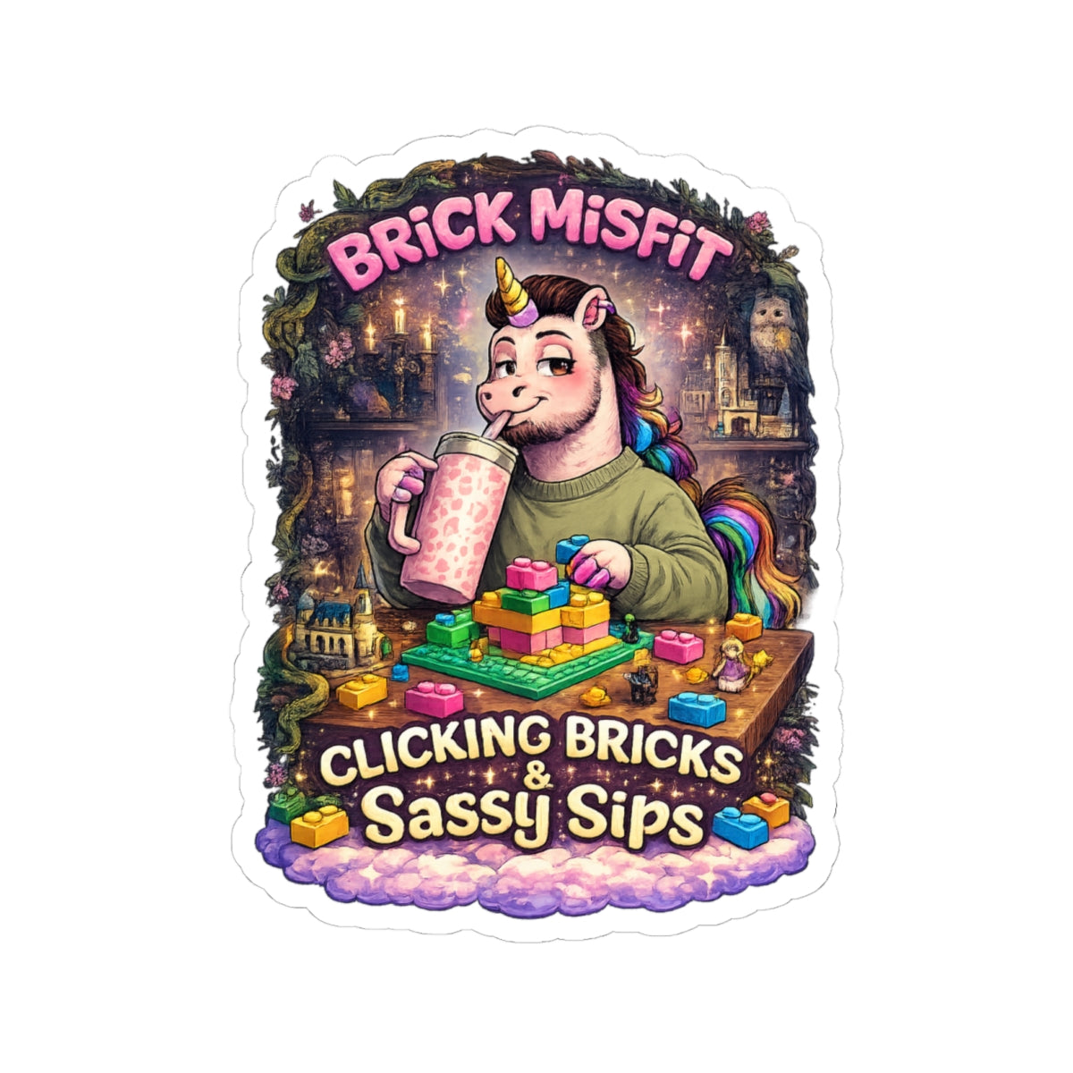 Brick Misfit Sassy Sips Kiss-Cut Sticker -INT