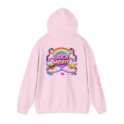 Brick Misfit Hoodie — Colorful Unicorn Rainbow Graphic Hoodie