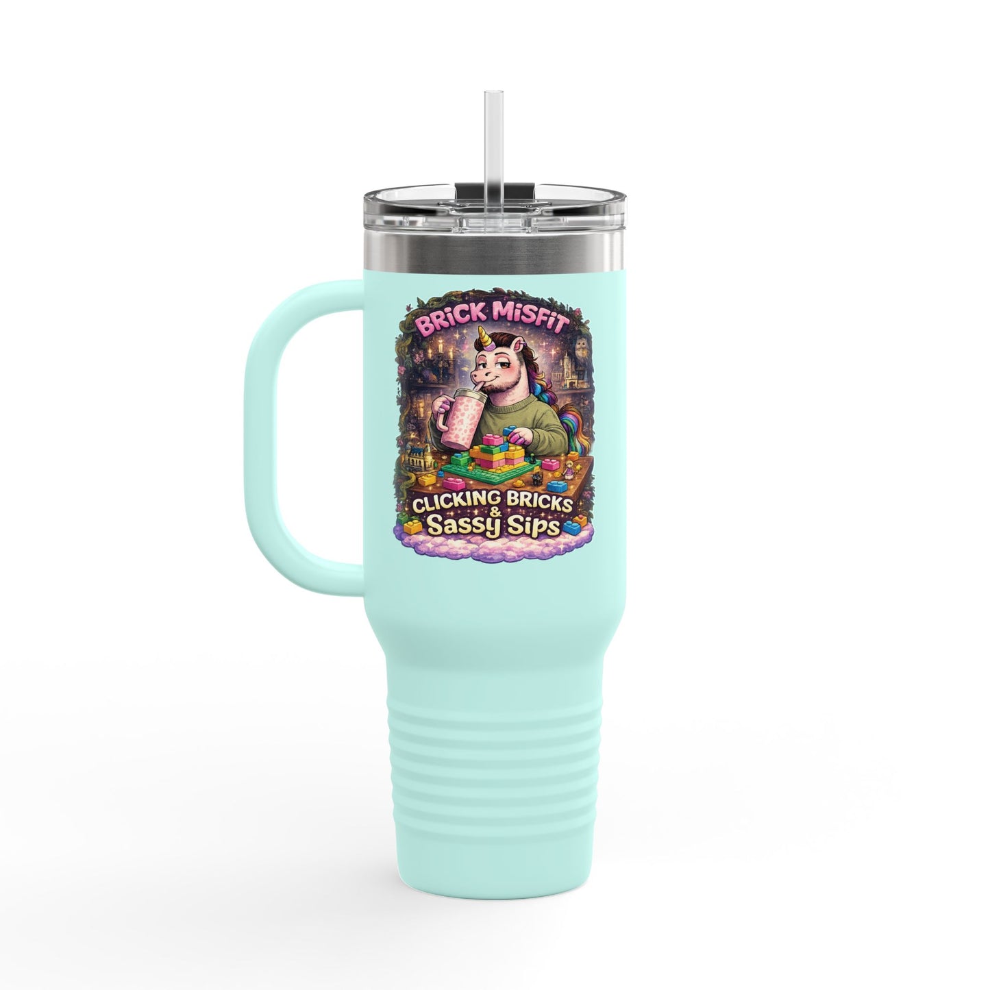 Insulated Travel Mug — "Brick Misfit" Sassy Sips 40oz Tumbler