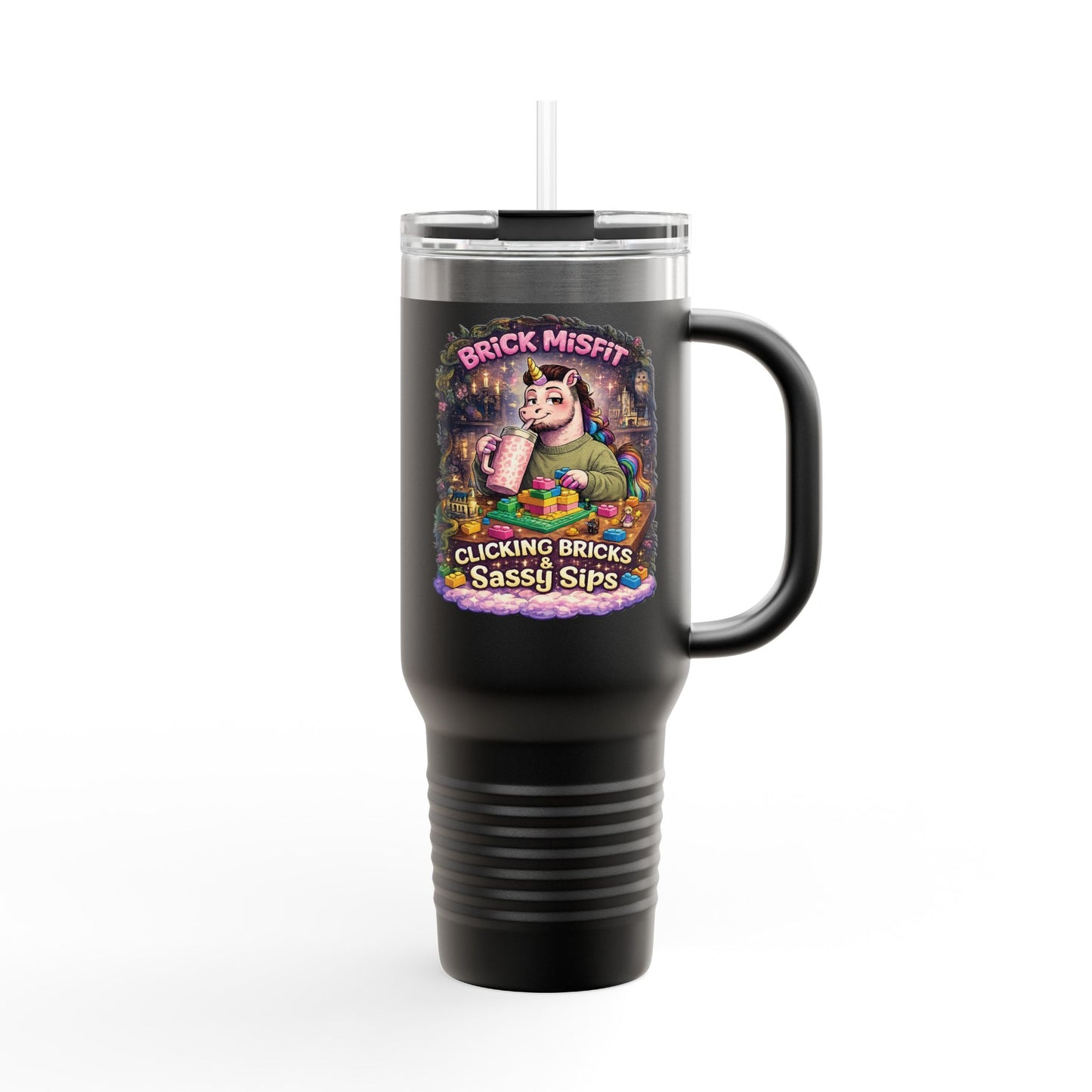Insulated Travel Mug — "Brick Misfit" Sassy Sips 40oz Tumbler