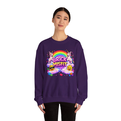 Brick Misfit Rainbow Unicorns Crewneck Sweatshirt