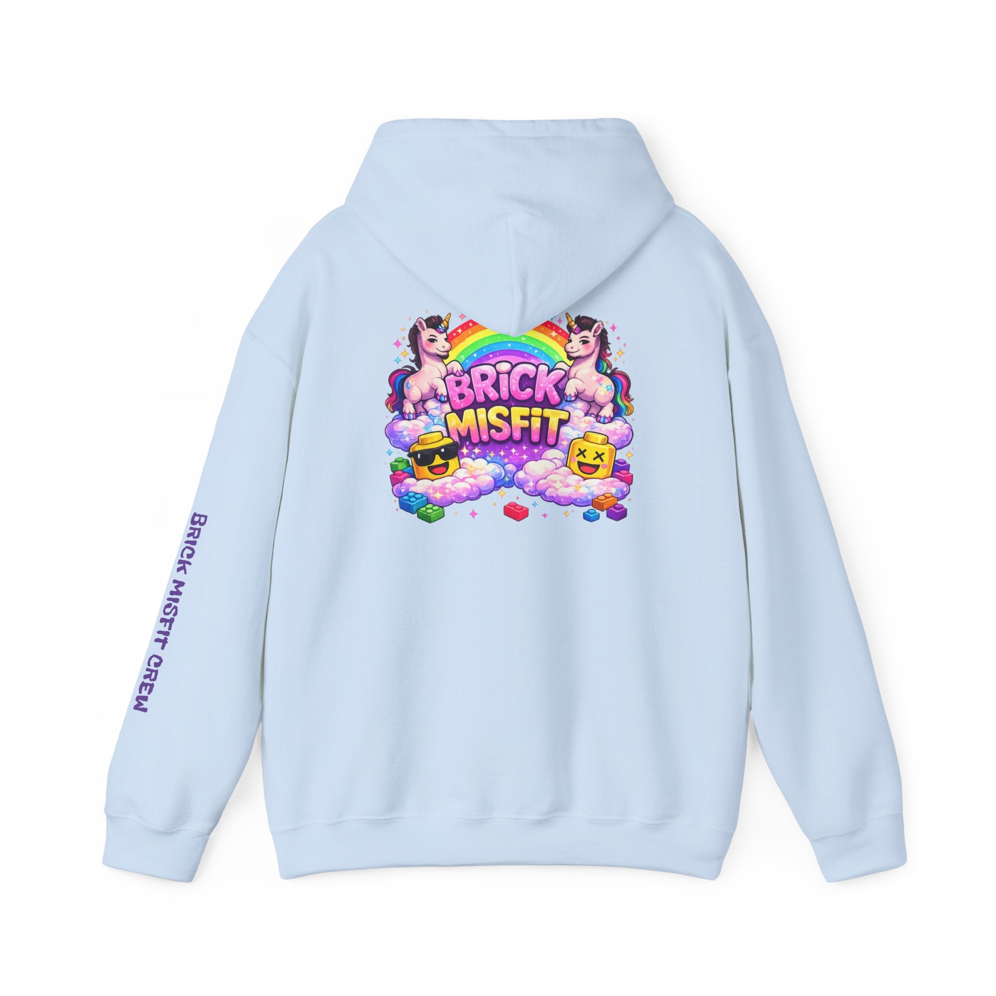 Brick Misfit Hoodie — Colorful Unicorn Rainbow Graphic Hoodie