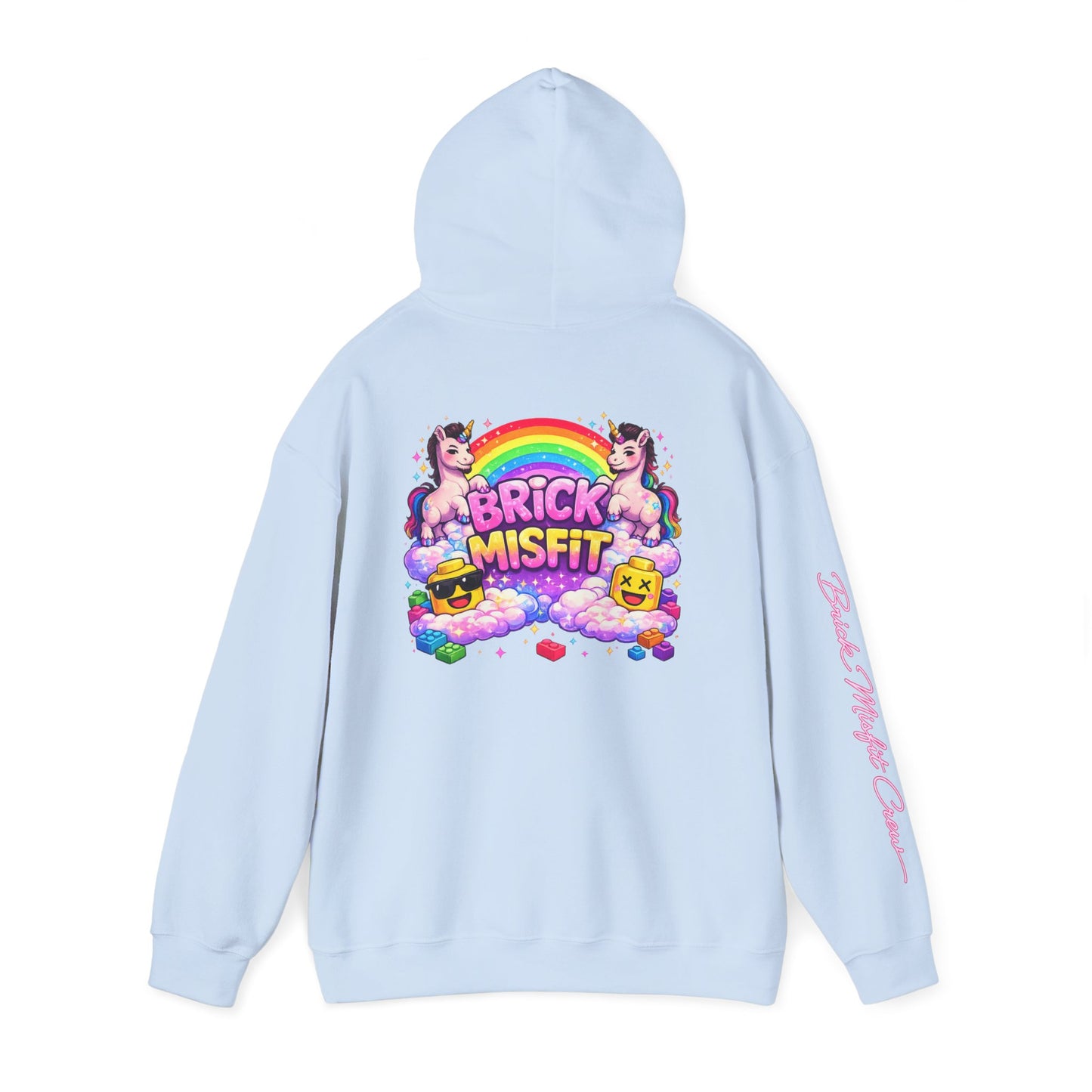 Brick Misfit Hoodie — Colorful Unicorn Rainbow Graphic Hoodie