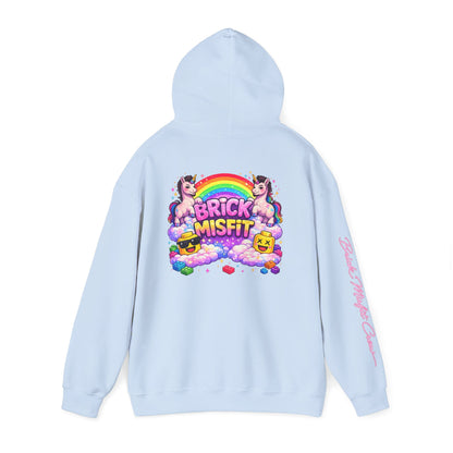 Brick Misfit Hoodie — Colorful Unicorn Rainbow Graphic Hoodie