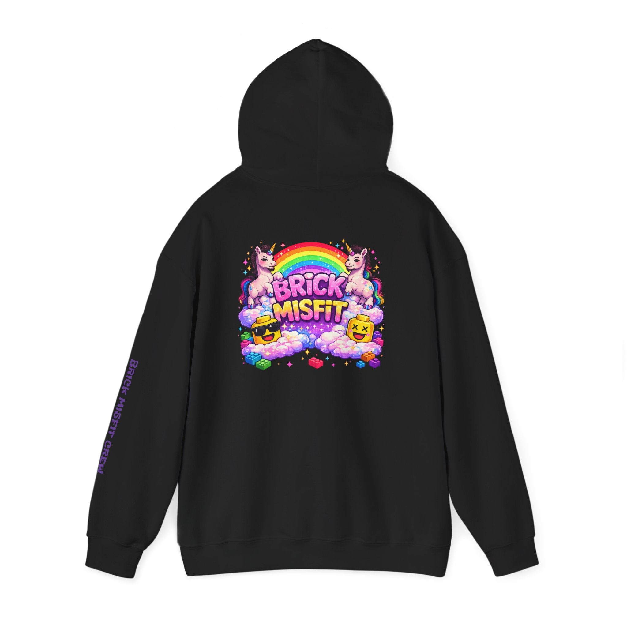 Brick Misfit Hoodie — Colorful Unicorn Rainbow Graphic Hoodie
