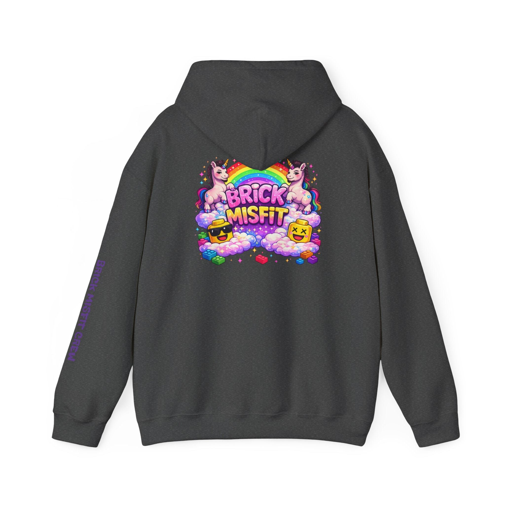 Brick Misfit Hoodie — Colorful Unicorn Rainbow Graphic Hoodie