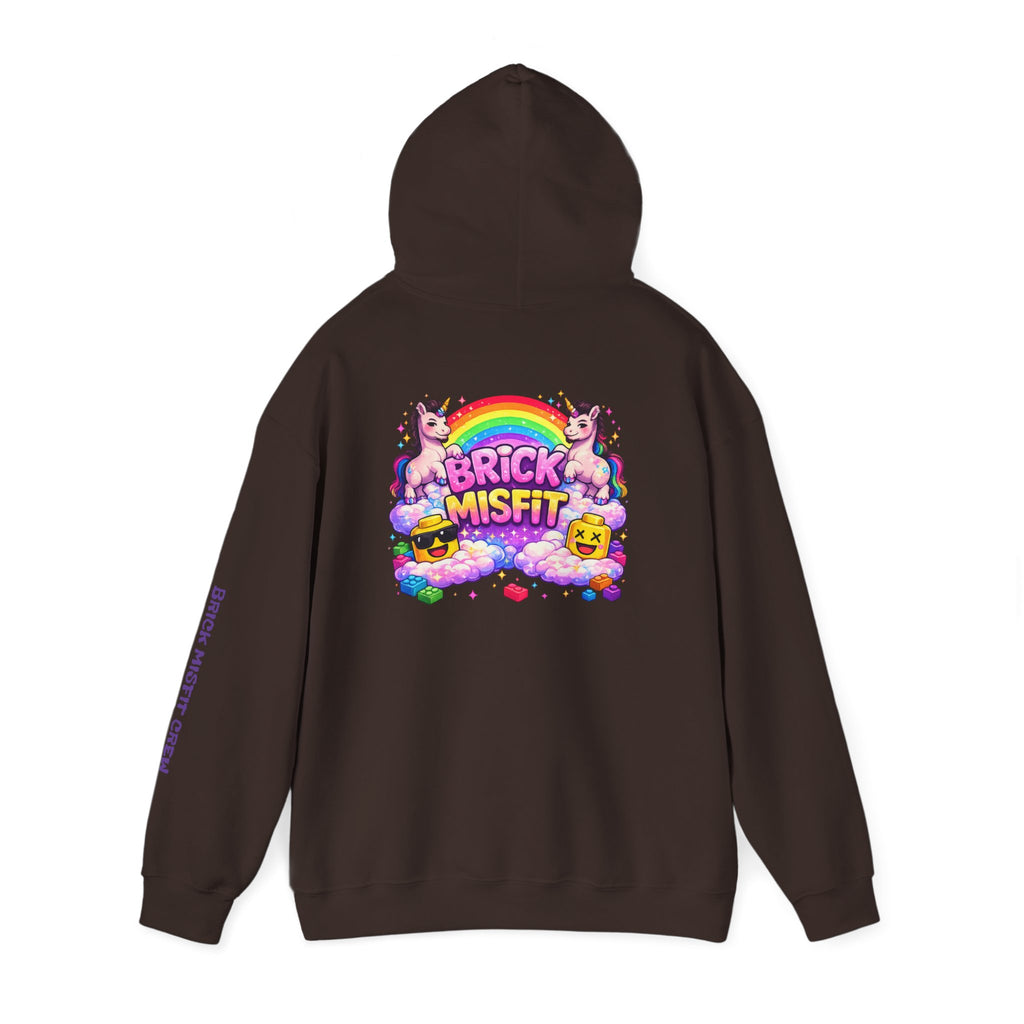 Brick Misfit Hoodie — Colorful Unicorn Rainbow Graphic Hoodie