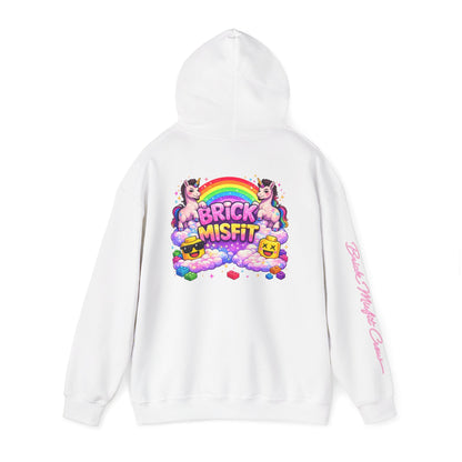 Brick Misfit Hoodie — Colorful Unicorn Rainbow Graphic Hoodie