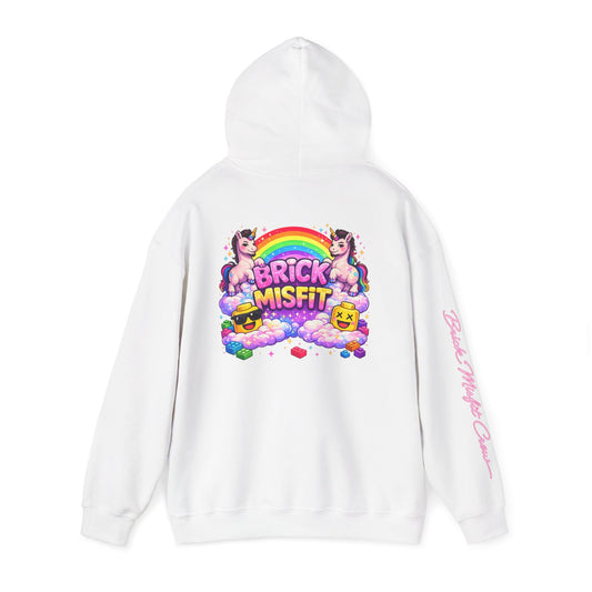 Brick Misfit Hoodie — Colorful Unicorn Rainbow Graphic Hoodie