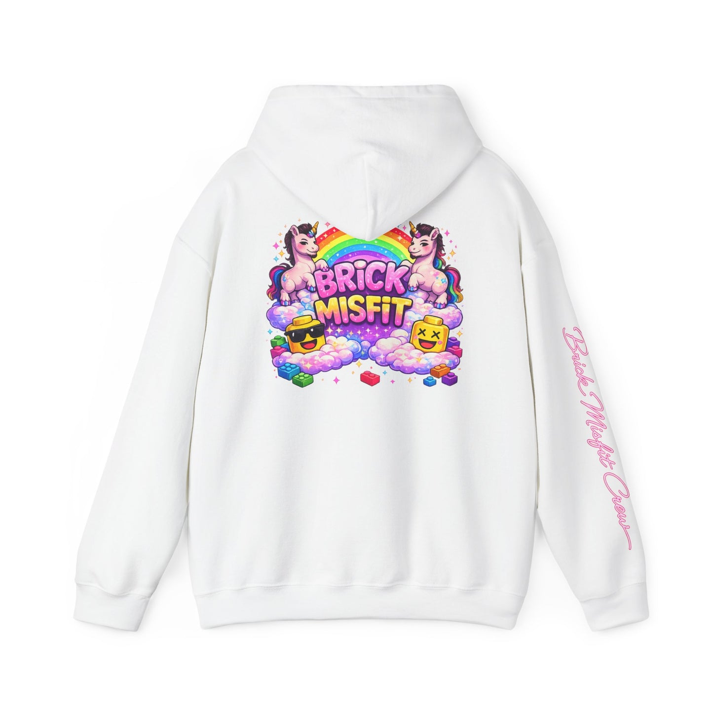 Brick Misfit Hoodie — Colorful Unicorn Rainbow Graphic Hoodie
