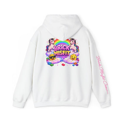 Brick Misfit Hoodie — Colorful Unicorn Rainbow Graphic Hoodie