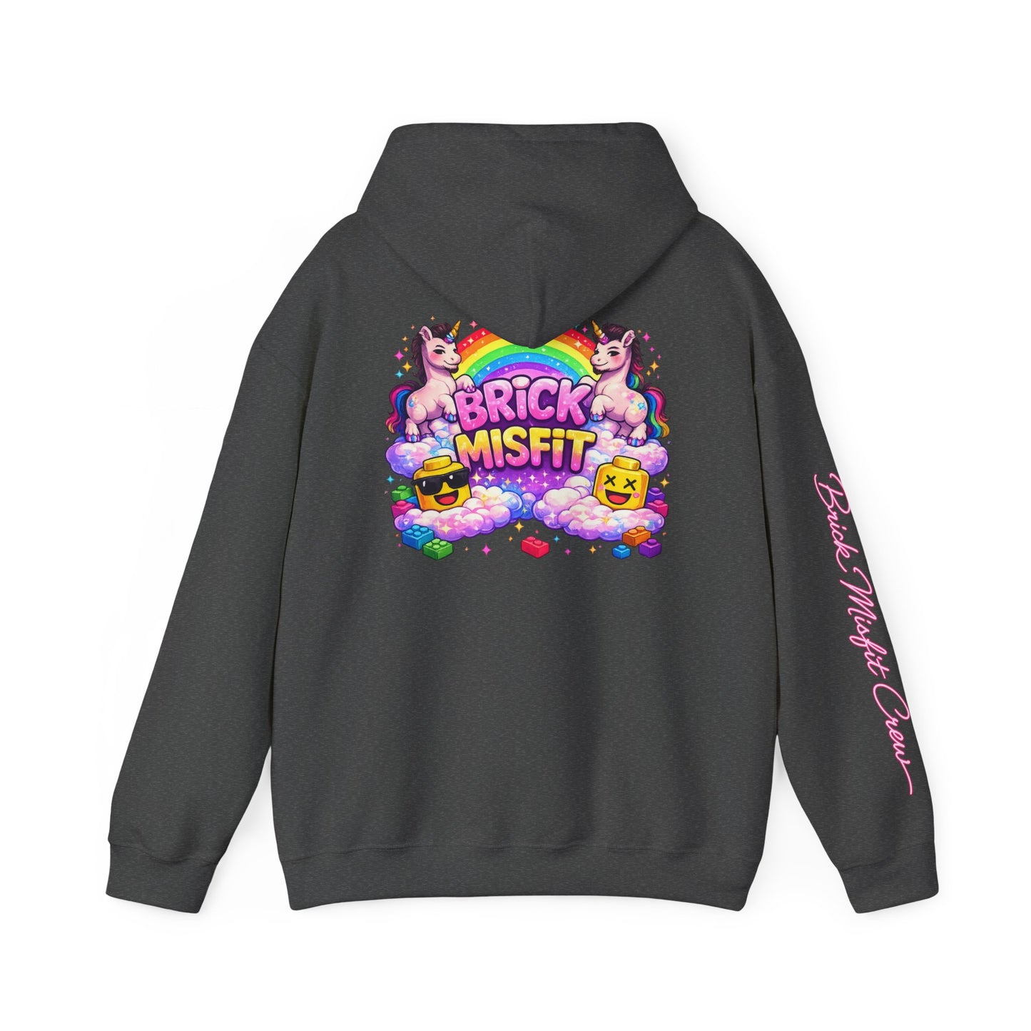 Brick Misfit Hoodie — Colorful Unicorn Rainbow Graphic Hoodie -INT