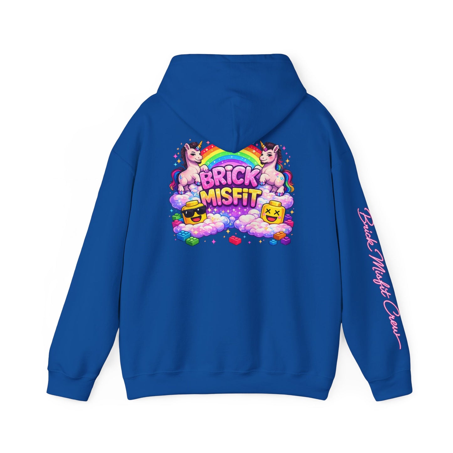 Brick Misfit Hoodie — Colorful Unicorn Rainbow Graphic Hoodie -INT