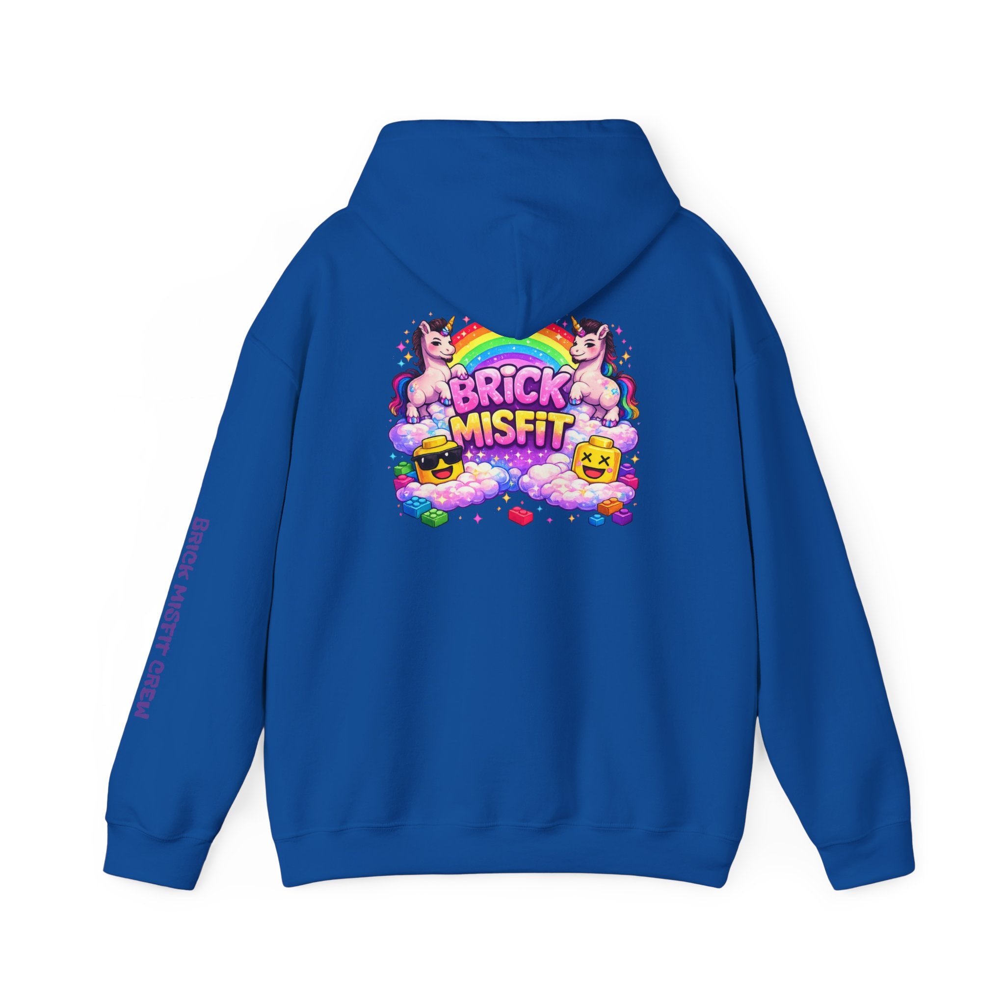 Brick Misfit Hoodie — Colorful Unicorn Rainbow Graphic Hoodie