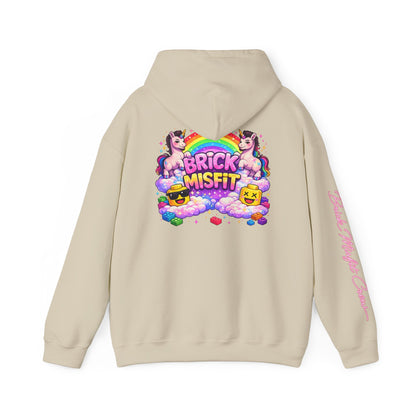 Brick Misfit Hoodie — Colorful Unicorn Rainbow Graphic Hoodie
