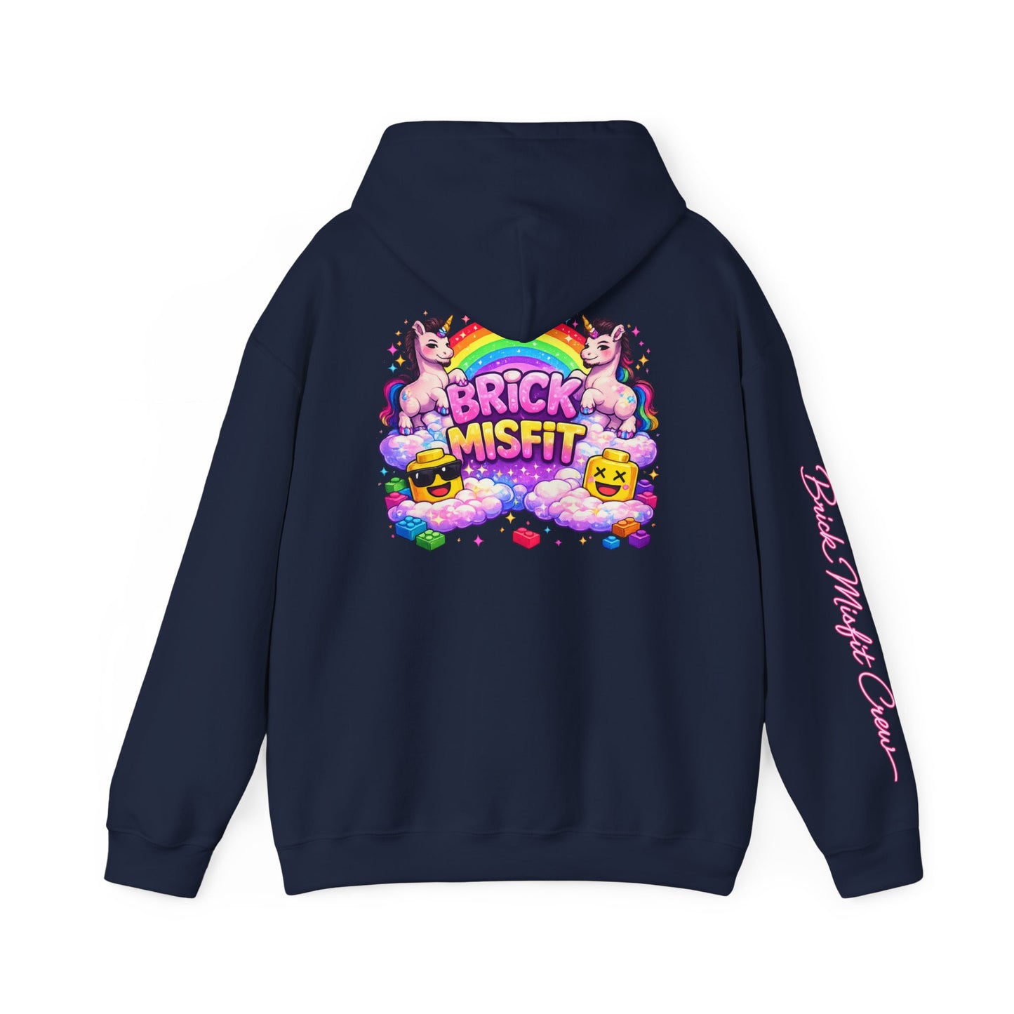 Brick Misfit Hoodie — Colorful Unicorn Rainbow Graphic Hoodie