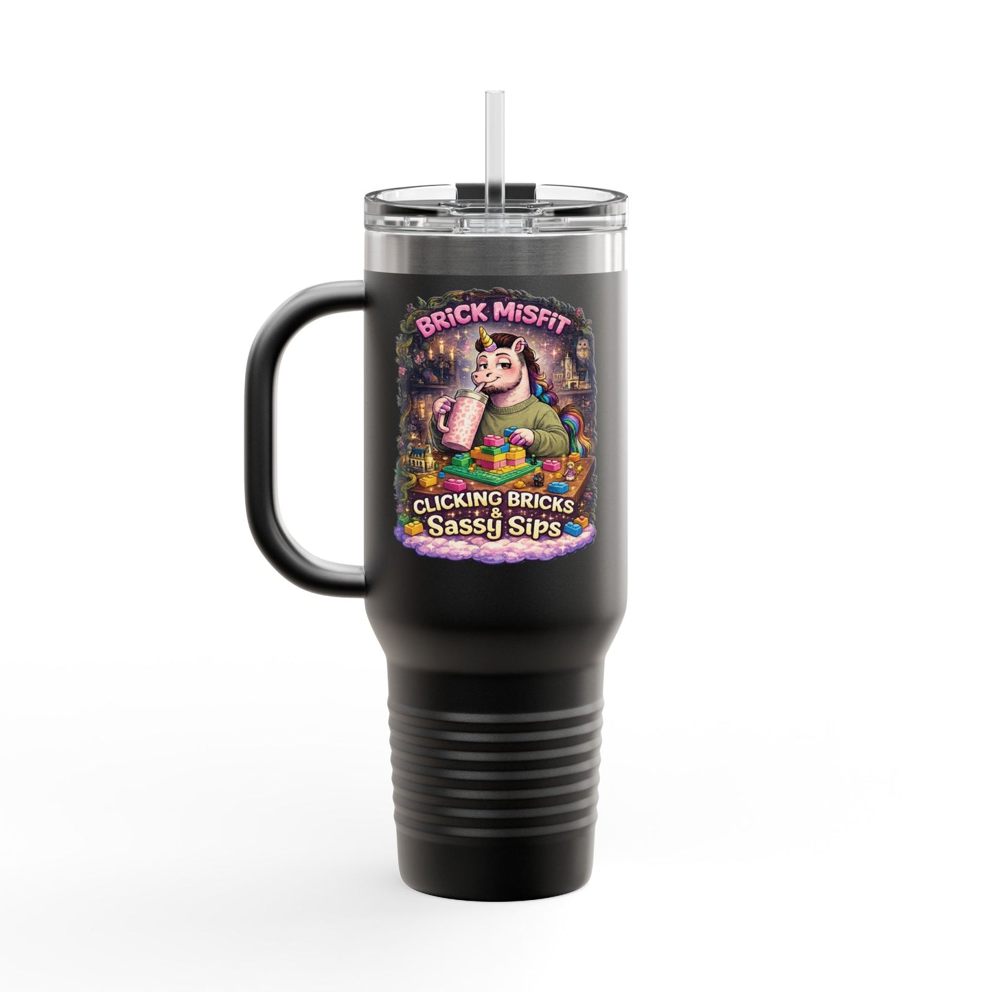Insulated Travel Mug — "Brick Misfit" Sassy Sips 40oz Tumbler