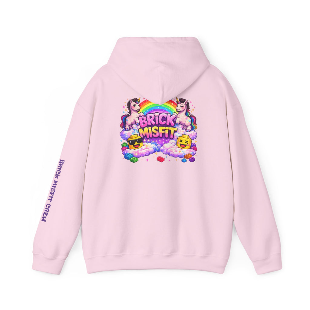 Brick Misfit Hoodie — Colorful Unicorn Rainbow Graphic Hoodie