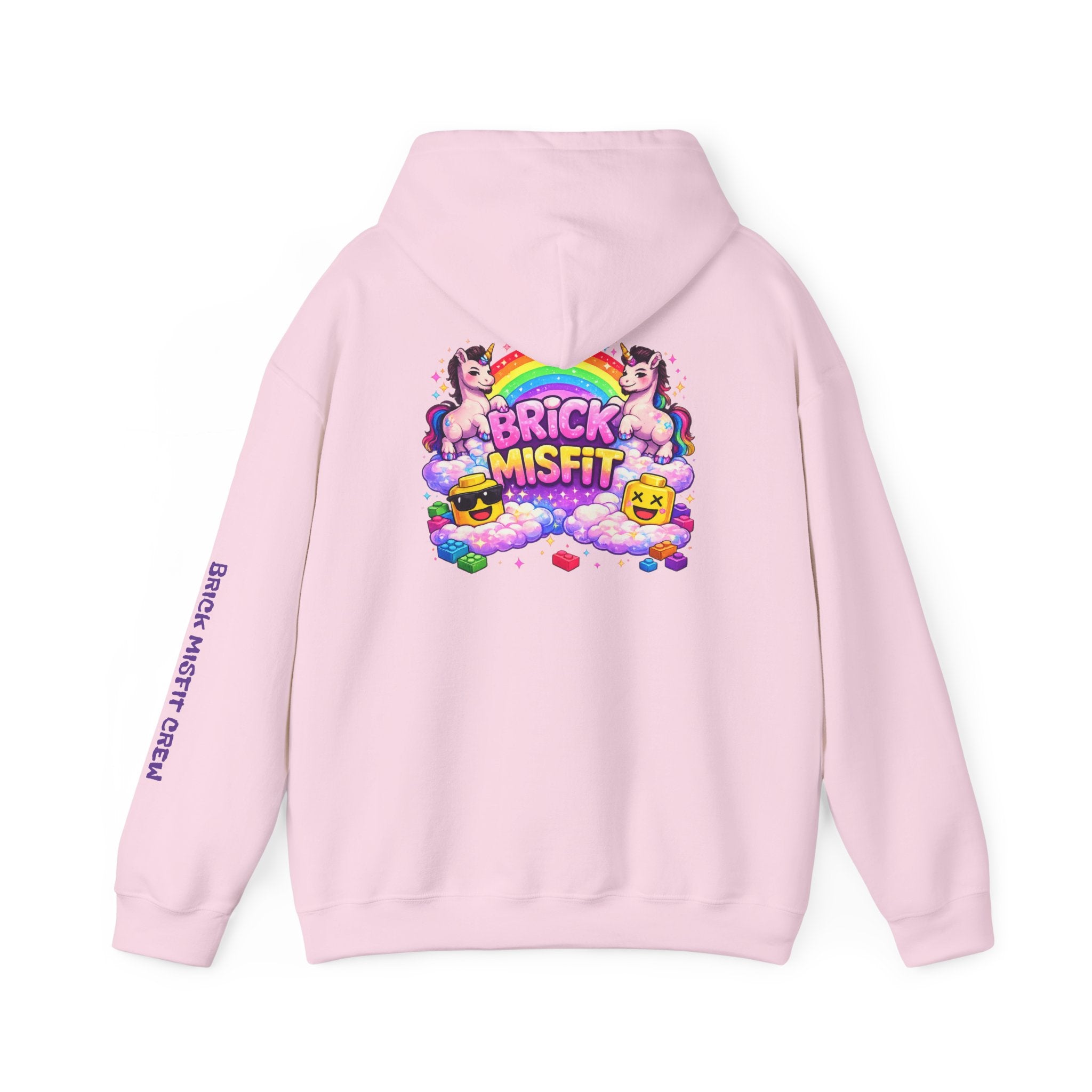 Brick Misfit Hoodie — Colorful Unicorn Rainbow Graphic Hoodie