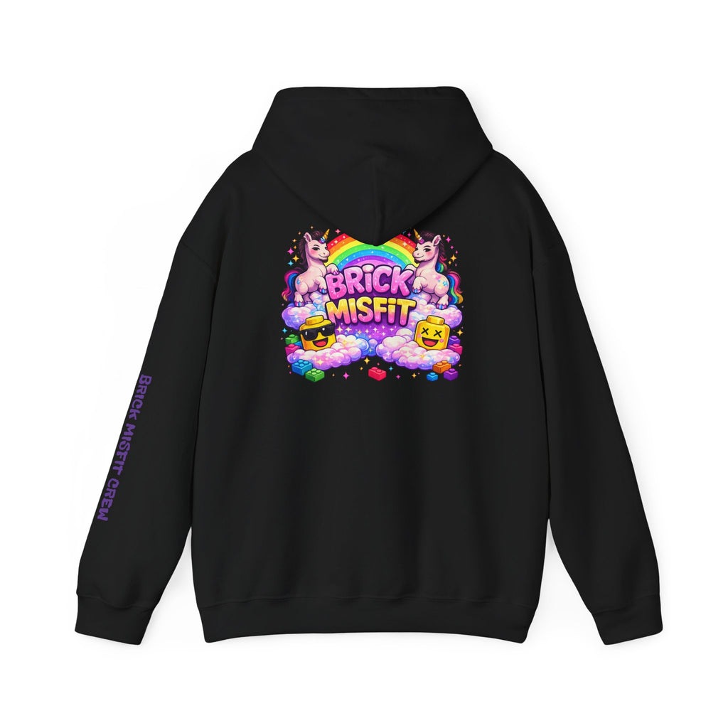 Brick Misfit Hoodie — Colorful Unicorn Rainbow Graphic Hoodie