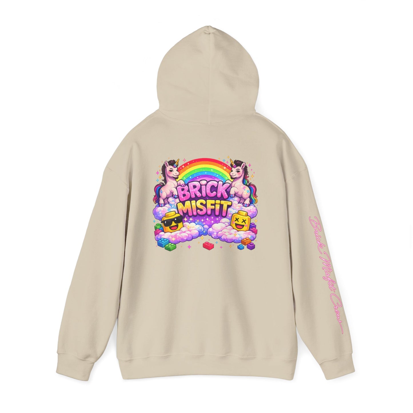 Brick Misfit Hoodie — Colorful Unicorn Rainbow Graphic Hoodie
