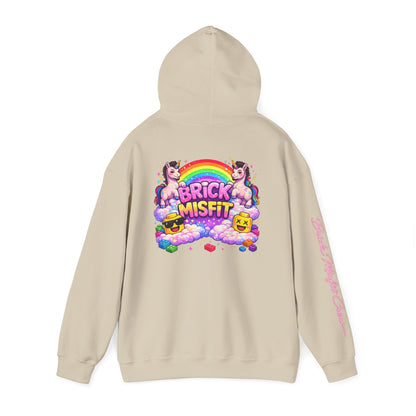Brick Misfit Hoodie — Colorful Unicorn Rainbow Graphic Hoodie