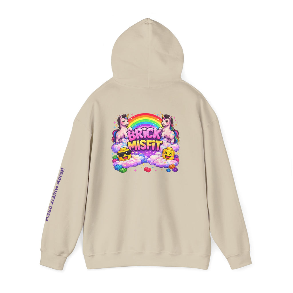 Brick Misfit Hoodie — Colorful Unicorn Rainbow Graphic Hoodie
