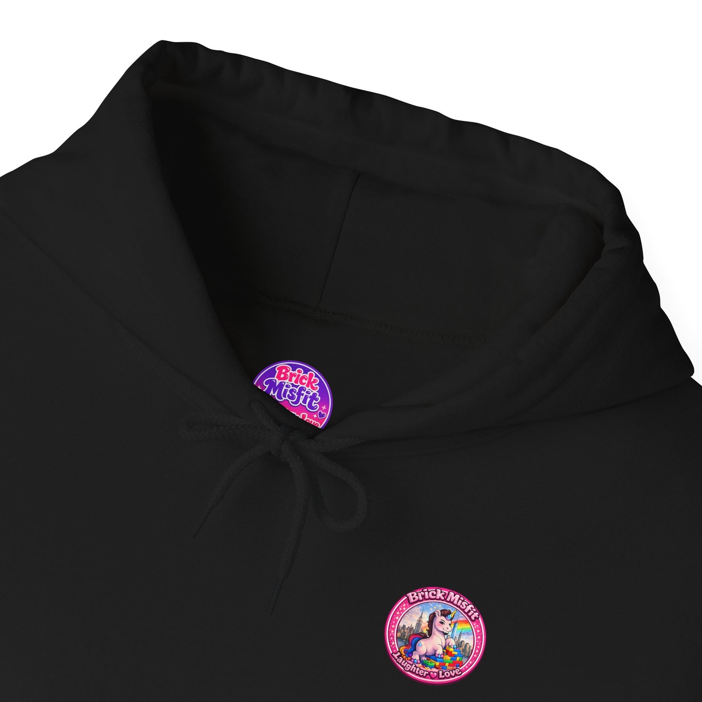 Brick Misfit Hoodie — Colorful Unicorn Rainbow Graphic Hoodie