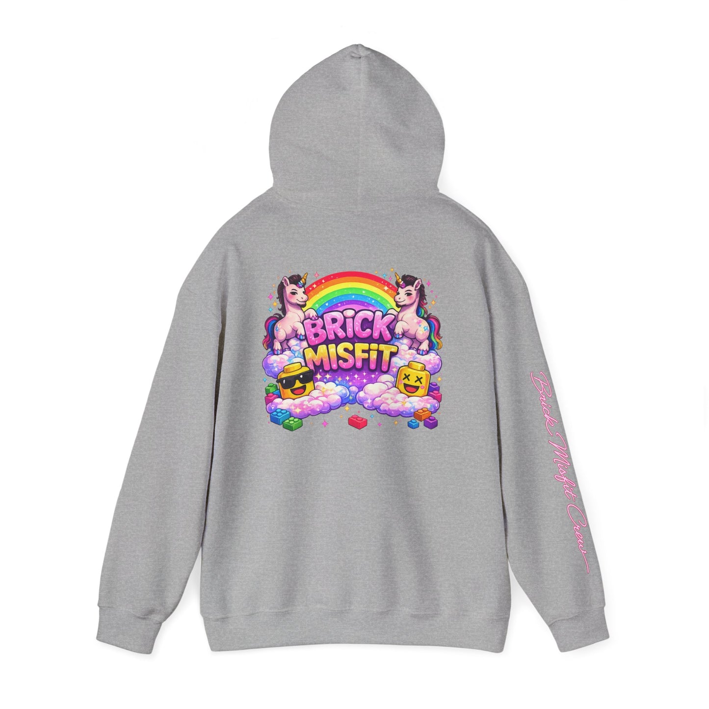 Brick Misfit Hoodie — Colorful Unicorn Rainbow Graphic Hoodie
