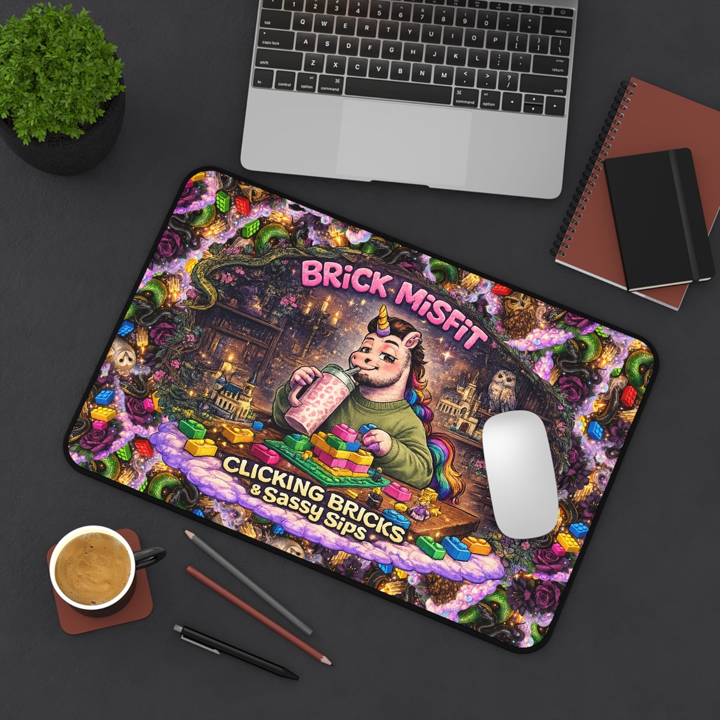 Moody Brick Misfit Sassy Sips Desk Mat