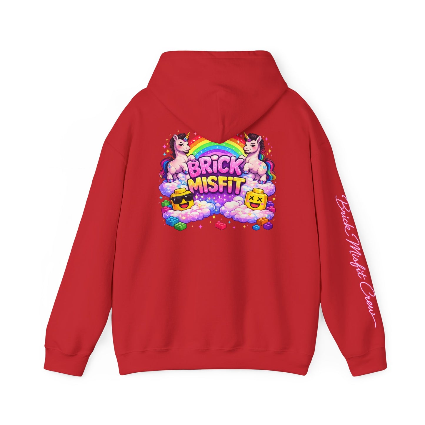 Brick Misfit Hoodie — Colorful Unicorn Rainbow Graphic Hoodie -INT
