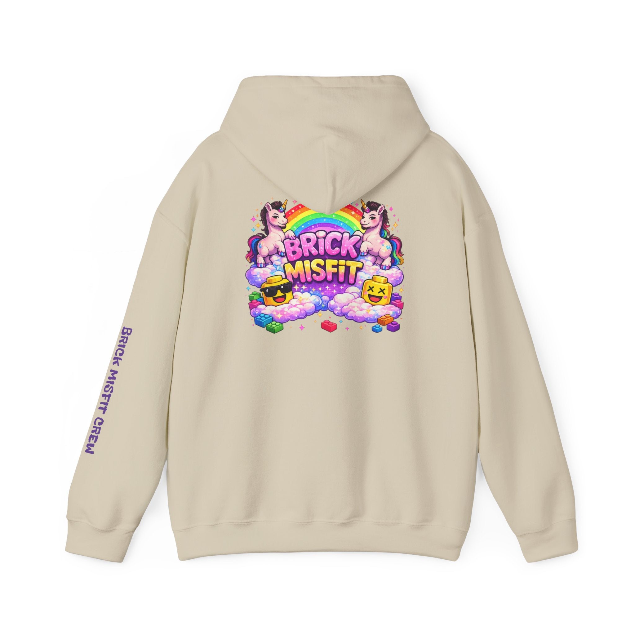 Brick Misfit Hoodie — Colorful Unicorn Rainbow Graphic Hoodie