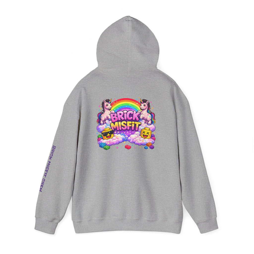 Brick Misfit Hoodie — Colorful Unicorn Rainbow Graphic Hoodie