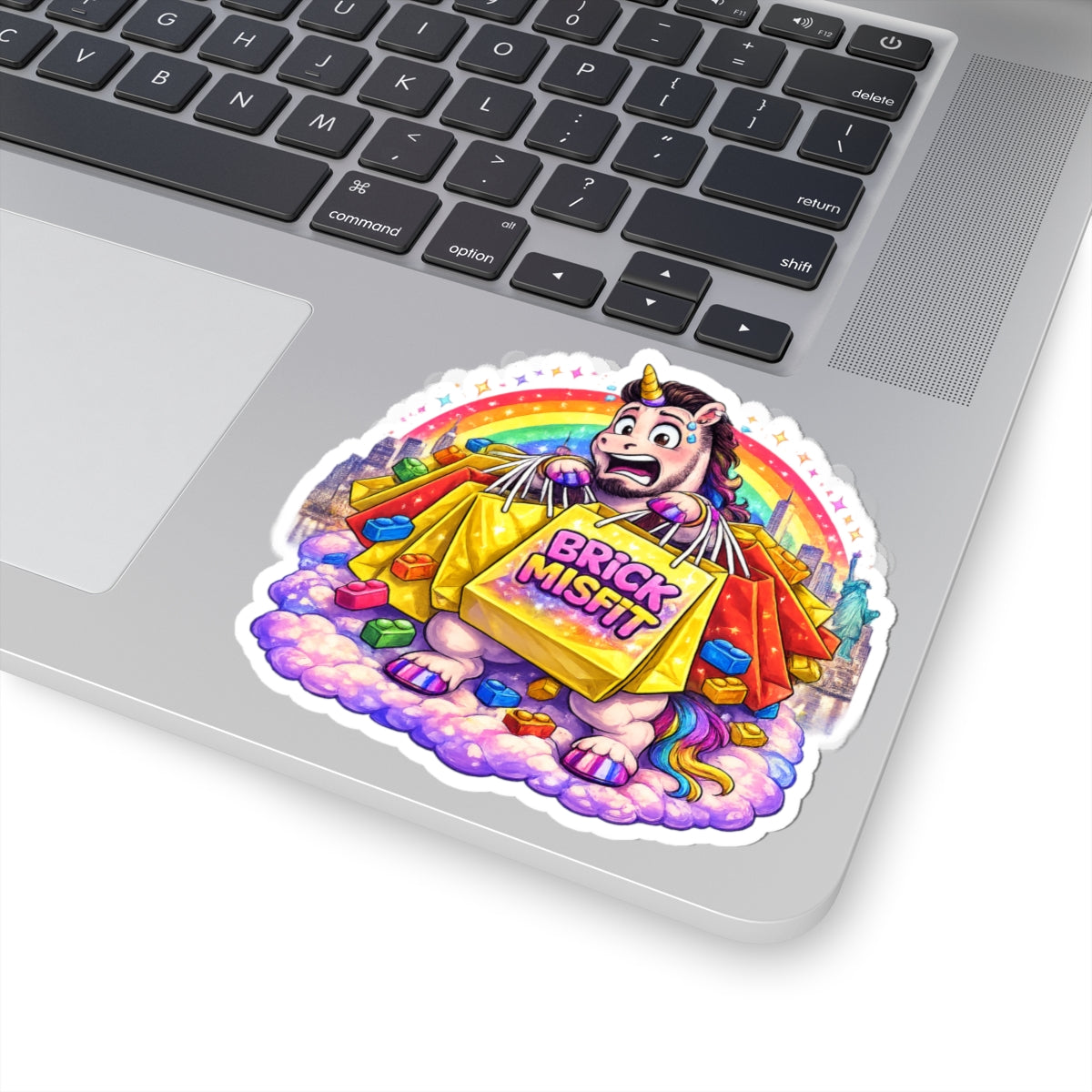 Brick Misfit Shopping Madness Unicorn Vinyl Sticker -INT