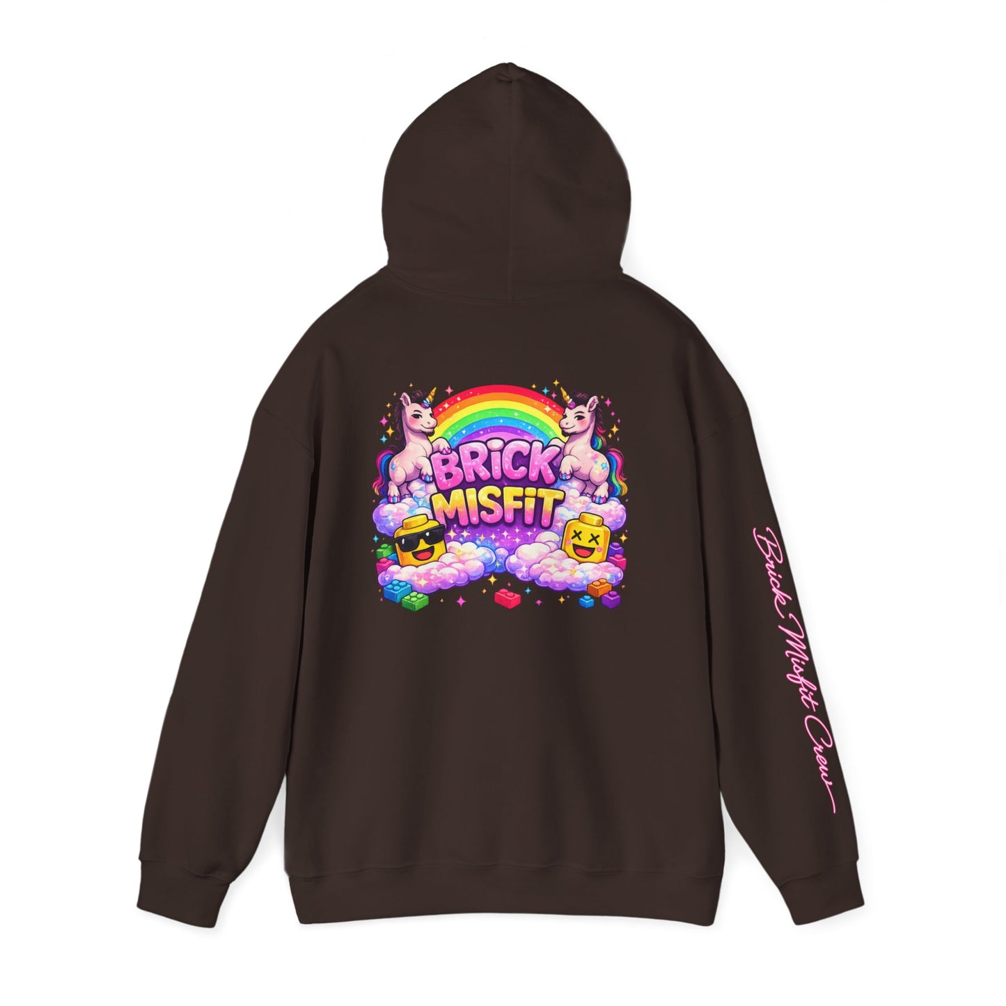 Brick Misfit Hoodie — Colorful Unicorn Rainbow Graphic Hoodie