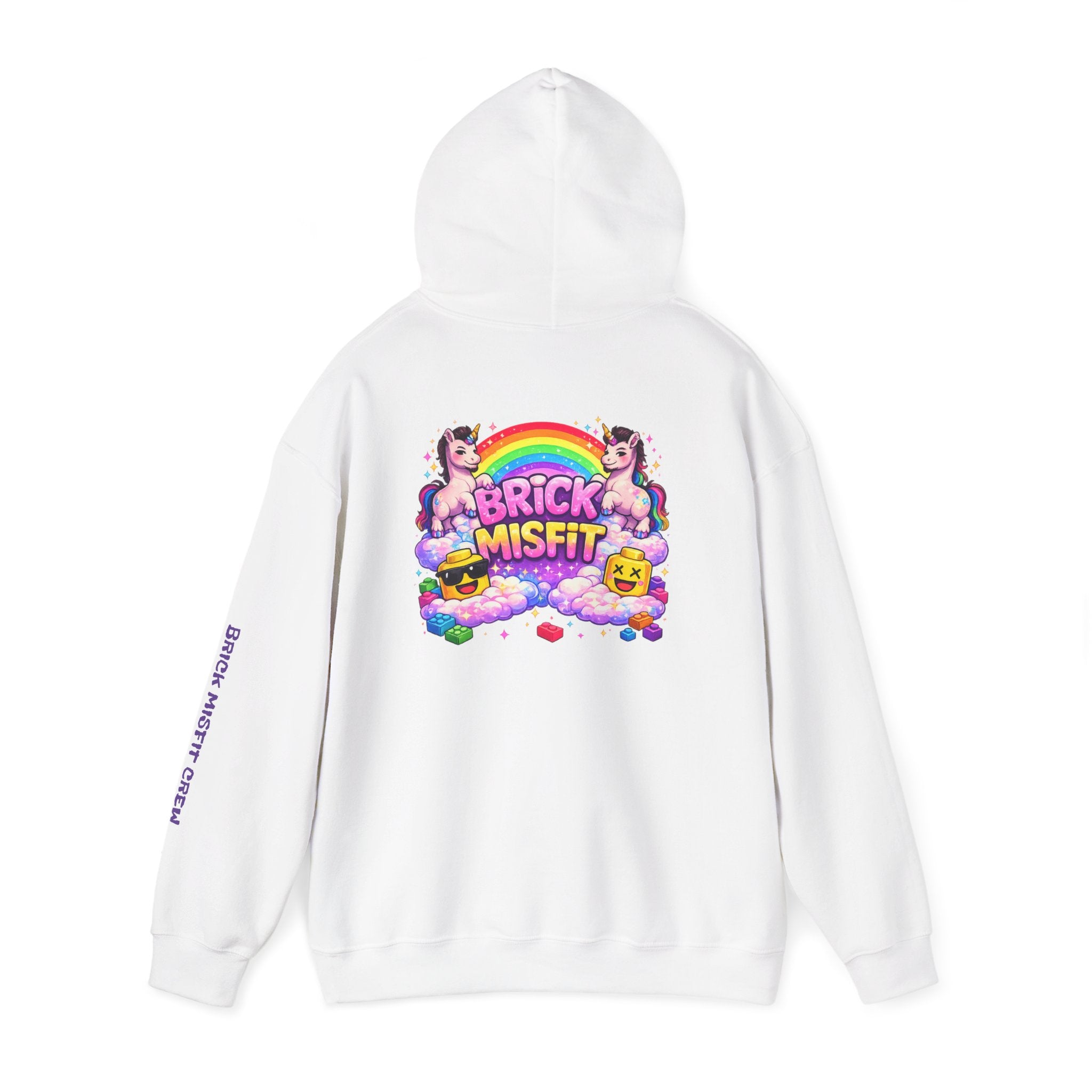 Brick Misfit Hoodie — Colorful Unicorn Rainbow Graphic Hoodie