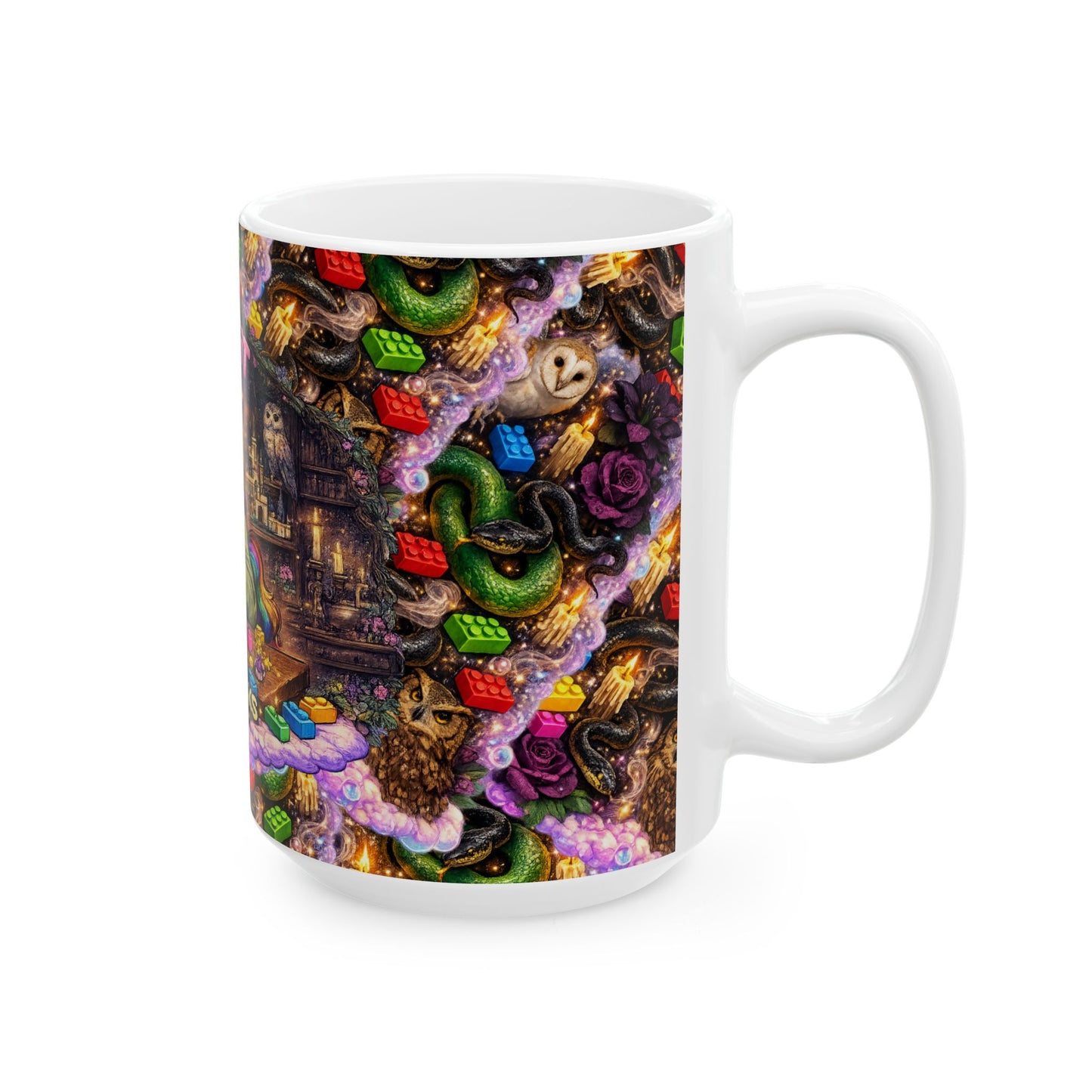Brick Misfit Ceramic Mug — 'Clicking Bricks & Sassy Sips'  15oz