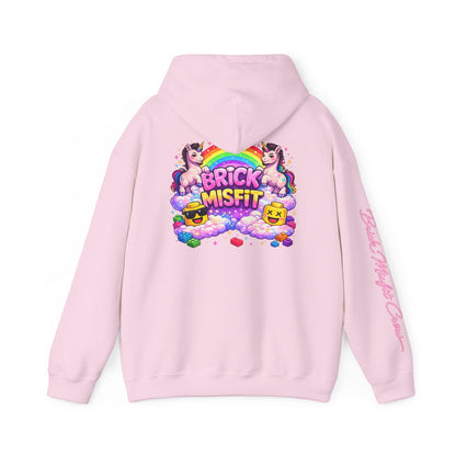 Brick Misfit Hoodie — Colorful Unicorn Rainbow Graphic Hoodie