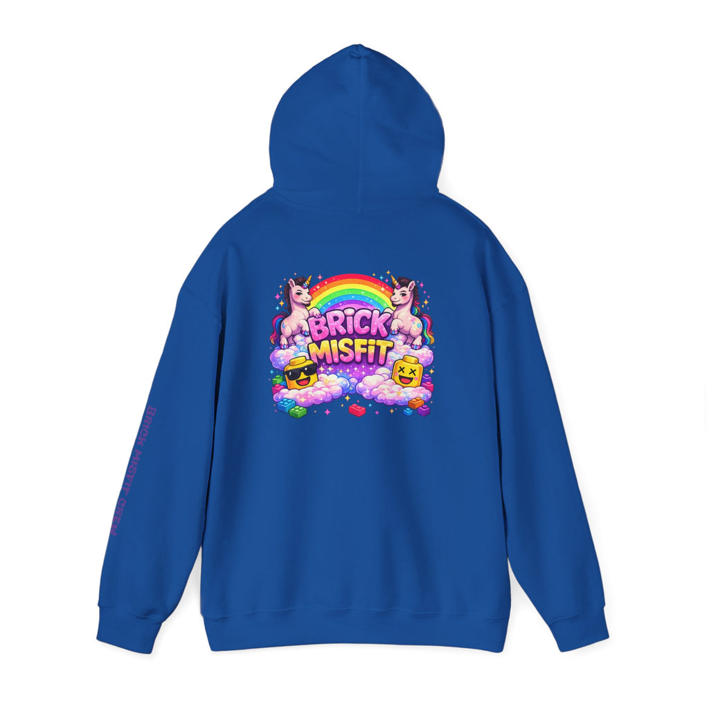 Brick Misfit Hoodie — Colorful Unicorn Rainbow Graphic Hoodie