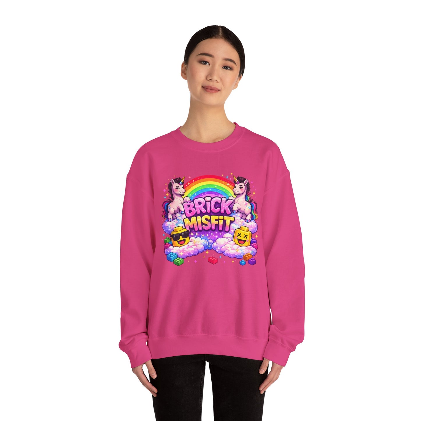 Brick Misfit Rainbow Unicorns Crewneck Sweatshirt