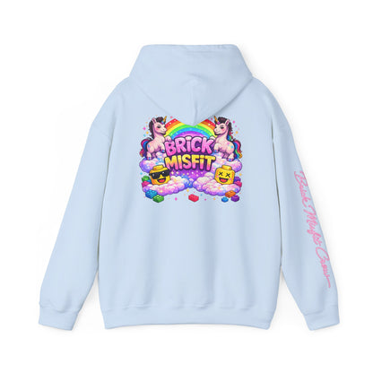 Brick Misfit Hoodie — Colorful Unicorn Rainbow Graphic Hoodie